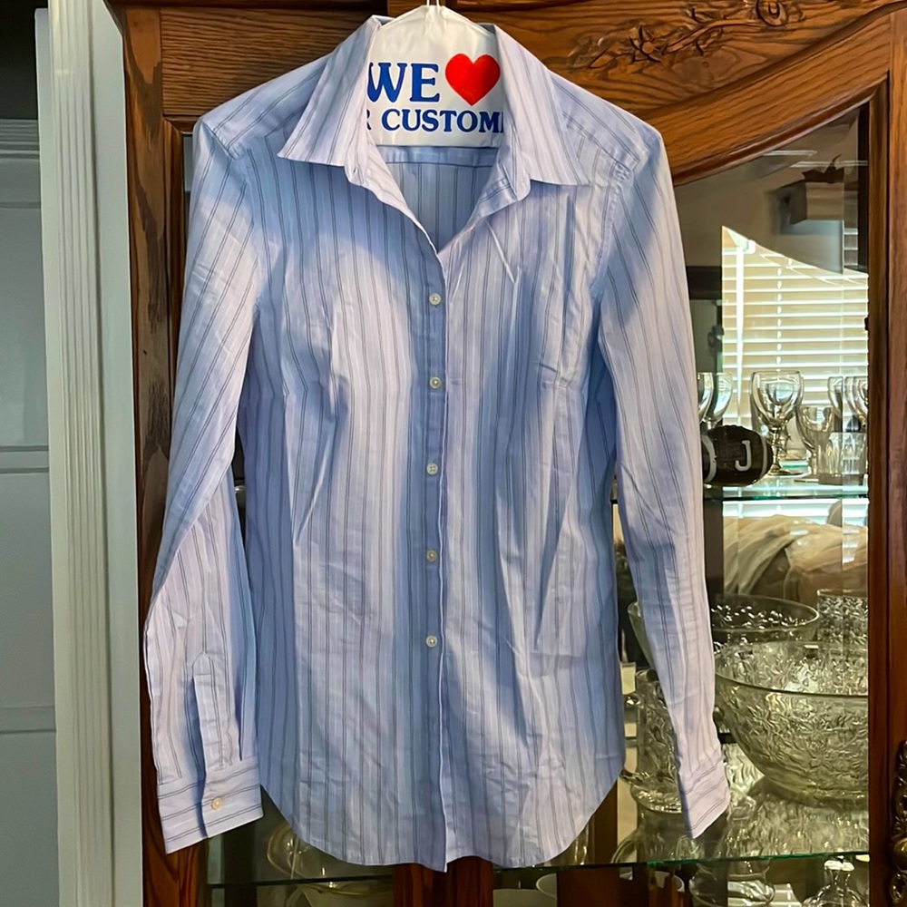 Long-sleeve button-down.
